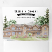 Rustiek Teton gebergte | Geïllustreerde bruiloft Drieluik Uitnodiging (Binnenzijde eerst)