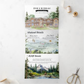 Rustiek Teton gebergte | Geïllustreerde bruiloft Drieluik Uitnodiging (Binnen)