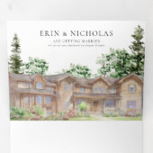 Rustiek Teton gebergte | Geïllustreerde bruiloft Drieluik Uitnodiging (Binnenzijde eerst)