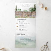 Rustiek Teton gebergte | Geïllustreerde bruiloft Drieluik Uitnodiging (Binnen)