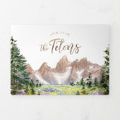 Rustiek Teton gebergte | Geïllustreerde bruiloft Drieluik Uitnodiging (Cover)
