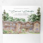 Rustiek Teton gebergte | Geïllustreerde bruiloft Drieluik Uitnodiging (Binnenzijde eerst)