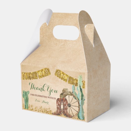 Rustiek Texas Western Cowboy Verjaardagsfeest Bedankdoosjes (Achterkant)