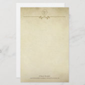 rustiek textuur minimalistisch monogram script briefpapier (Voorkant / Achterkant)