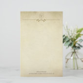 rustiek textuur minimalistisch monogram script briefpapier (Staand voorkant)