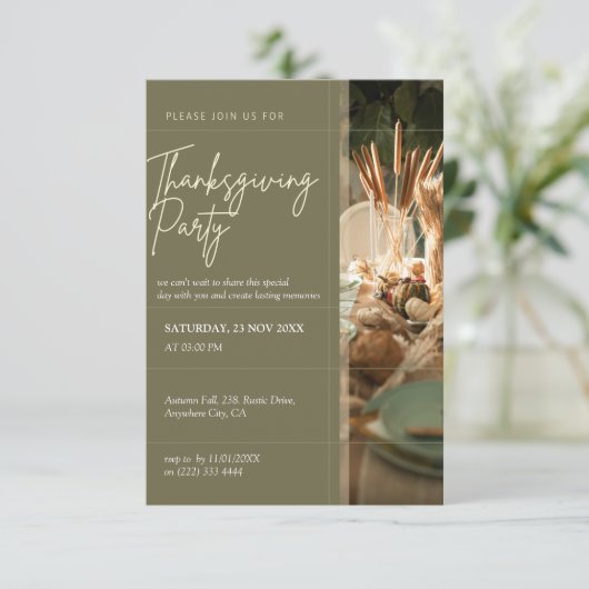 Rustiek Thanksgiving diner in het najaar Kaart (Staand voorkant)