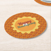 rustiek Thanksgiving pecanpatroon Ronde Kartonnen Onderzetter (Gebogen)