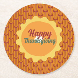 rustiek Thanksgiving pecanpatroon Ronde Kartonnen Onderzetter