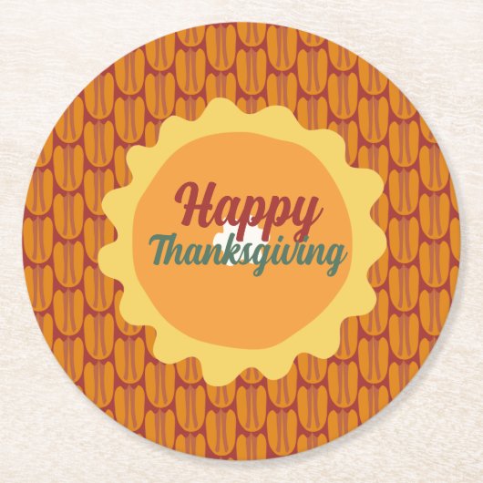 rustiek Thanksgiving pecanpatroon Ronde Kartonnen Onderzetter (Voorkant)