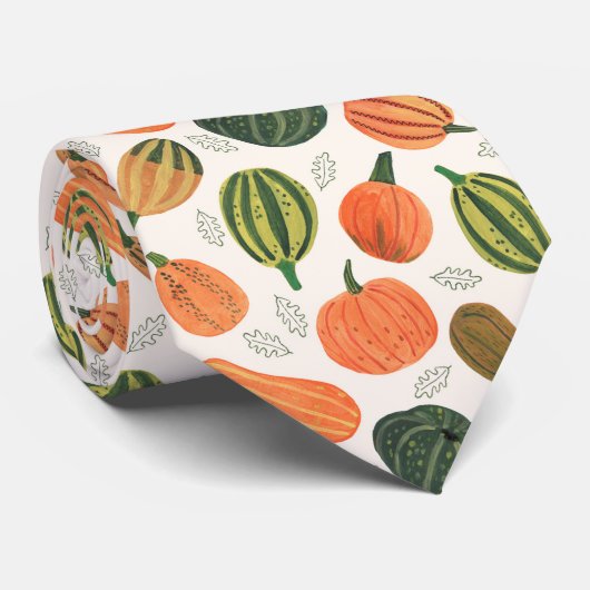 Rustiek Thanksgiving pompoenpatroon Stropdas (Opgerold)