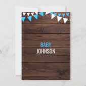 Rustiek thema Buck Blue BOY Baby Douche Uitnodigin Kaart (Achterkant)