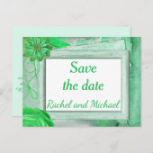 Rustiek thema groen Save the Date Aankondigingskaart (Voorkant / Achterkant)