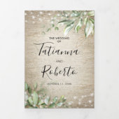 Rustiek Toscaans groen alles in één bruiloft Drieluik Uitnodiging (Cover)