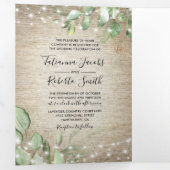 Rustiek Toscaans groen alles in één bruiloft Drieluik Uitnodiging (Binnenzijde eerst)