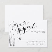 Rustiek Toscane Kalligrafie Beantwoorden Kaart (Voorkant / Achterkant)