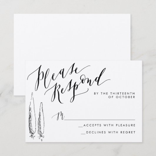 Rustiek Toscane Kalligrafie Beantwoorden Kaart (Voorkant / Achterkant)