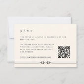 Rustiek Touw Detail Ecru Bruiloft QR Code RSVP Kaartje (Voorkant)