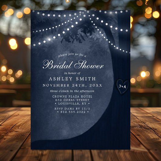 Rustiek Tree String Lights Navy Blue Vrijgezellenf Kaart