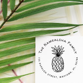 Rustiek Tropisch Ananas Hawaïaans retouradres Rubberstempel