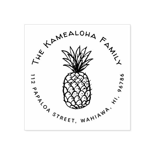 Rustiek Tropisch Ananas Hawaïaans retouradres Rubberstempel (Afrduk)