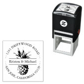 Rustiek Tropisch Ananas Rond Terugkeeradres Zelfinktende Stempel (In situ)