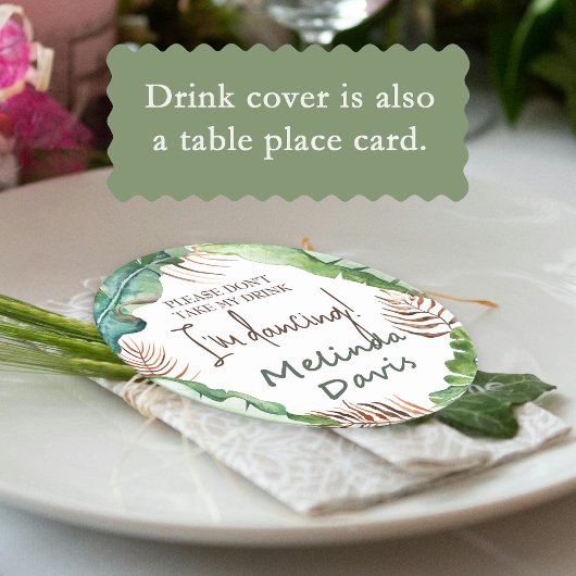 Rustiek Tropisch Bruin, Groene Plaats Kaart Naam T Ronde Kartonnen Onderzetter