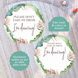 Rustiek Tropisch Bruin, Groene Plaats Kaart Naam T Ronde Kartonnen Onderzetter