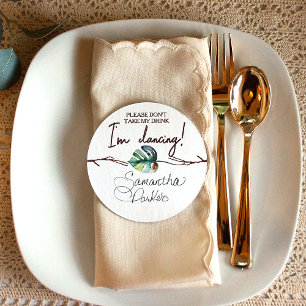 Rustiek Tropisch Bruin, Groene Plaats Kaart Naam T Ronde Kartonnen Onderzetter