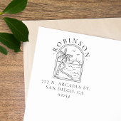 Rustiek Tropisch Landschap Custom Return Address Rubberstempel