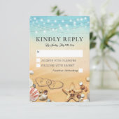 Rustiek Tropisch Strand Hart Wedding Response RSVP Kaartje (Staand voorkant)