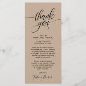 Rustiek Trouwdiner Dank u Plaats Instelling Kaart (Voorkant)