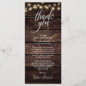 Rustiek Trouwdiner Dank u Plaats Instelling Kaart (Voorkant)