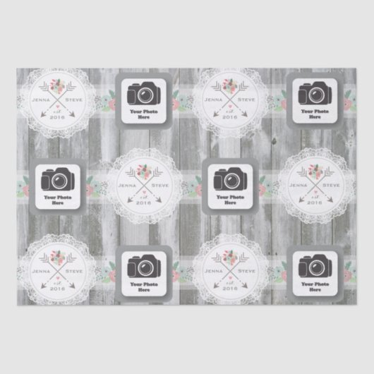 Rustiek Trouwpapier Tissuepapier (Voorkant)