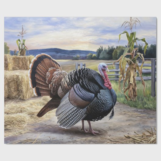 Rustiek Turkije Boerderij Thanksgiving Decoupage Cadeaupapier (Vlak)