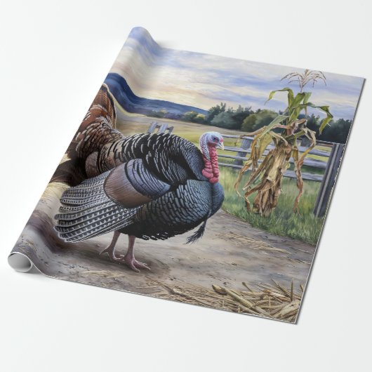 Rustiek Turkije Boerderij Thanksgiving Decoupage Cadeaupapier (Uitgerold)