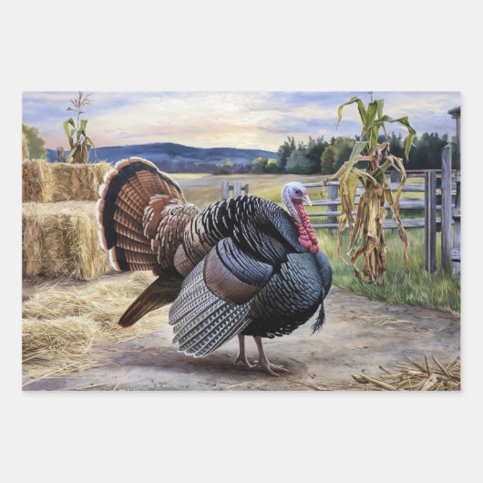 Rustiek Turkije Boerderij Thanksgiving Decoupage Inpakpapier Vel (Voorkant 2)