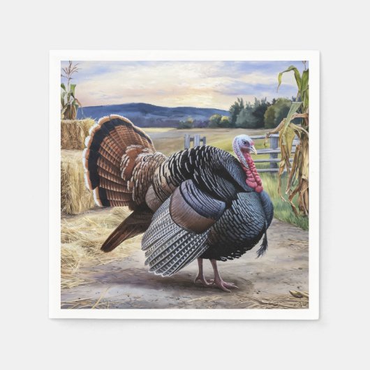 Rustiek Turkije Boerderij Thanksgiving Decoupage K Servet (Voorkant)