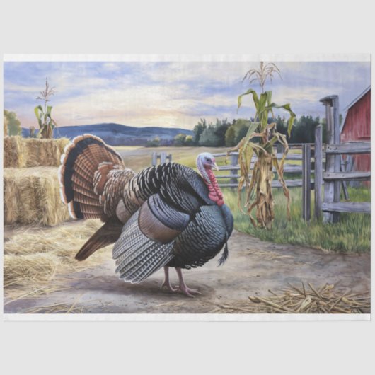 Rustiek Turkije Boerderij Thanksgiving Decoupage Tissuepapier (Voorkant)