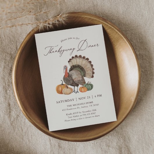 Rustiek Turkije Thanksgiving Diner Kaart