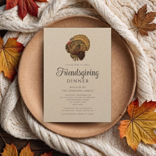 Rustiek  Turkije Vriendschapsdiner Kaart