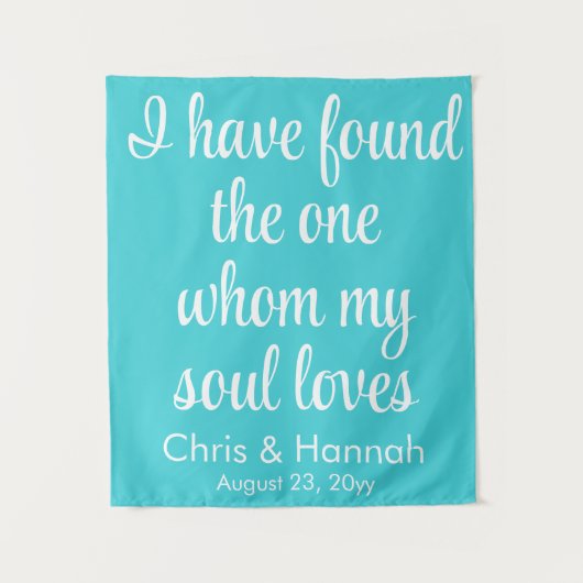 Rustiek Turkoois Blauw Trouwteken voor Ceremonie Wandkleed (Voorkant)