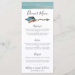Rustiek Turquoise hout Boho Feather Diner Menu
