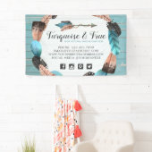 Rustiek Turquoise Hout & Veer Pijl Boho Chic Spandoek (Insitu)