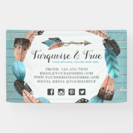 Rustiek Turquoise Hout & Veer Pijl Boho Chic Spandoek