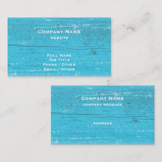 Rustiek Turquoise hout Visitekaartje (Voorkant / Achterkant)