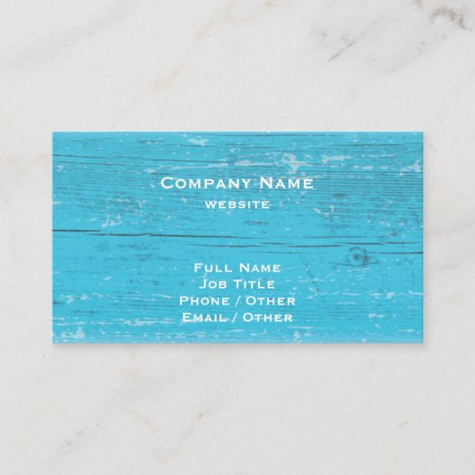Rustiek Turquoise hout Visitekaartje (Voorkant)