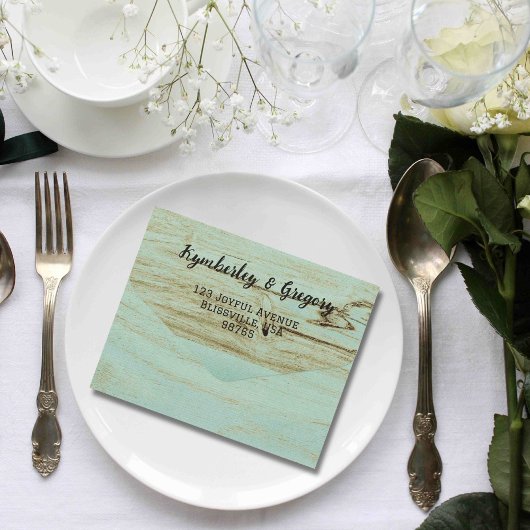 Rustiek turquoise verweerd hout Western thema All In One Uitnodiging