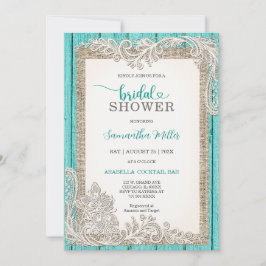 Rustiek Turquoise Vrijgezellenfeest Invite Kaart