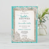 Rustiek Turquoise Vrijgezellenfeest Invite Kaart (Staand voorkant)