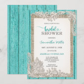 Rustiek Turquoise Vrijgezellenfeest Invite Kaart (Voorkant / Achterkant)